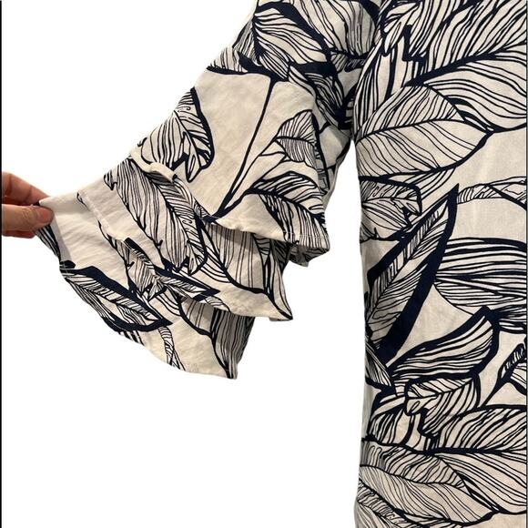 Linen Lux Mini Dress Women Small Coastal Grandma Ruffle Nautical Vacation Resort - Picture 4 of 6